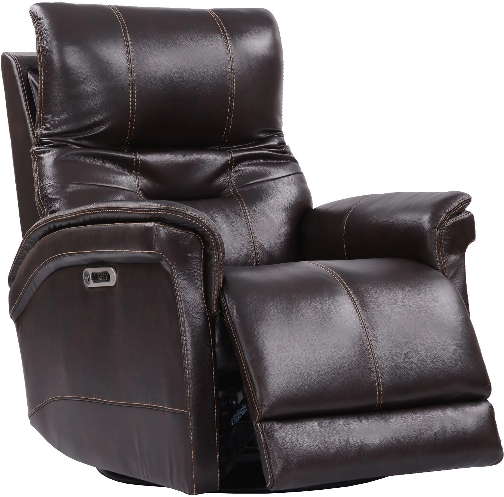 Andrew Coffee Brown Leather Power Swivel Glider Recliner-4