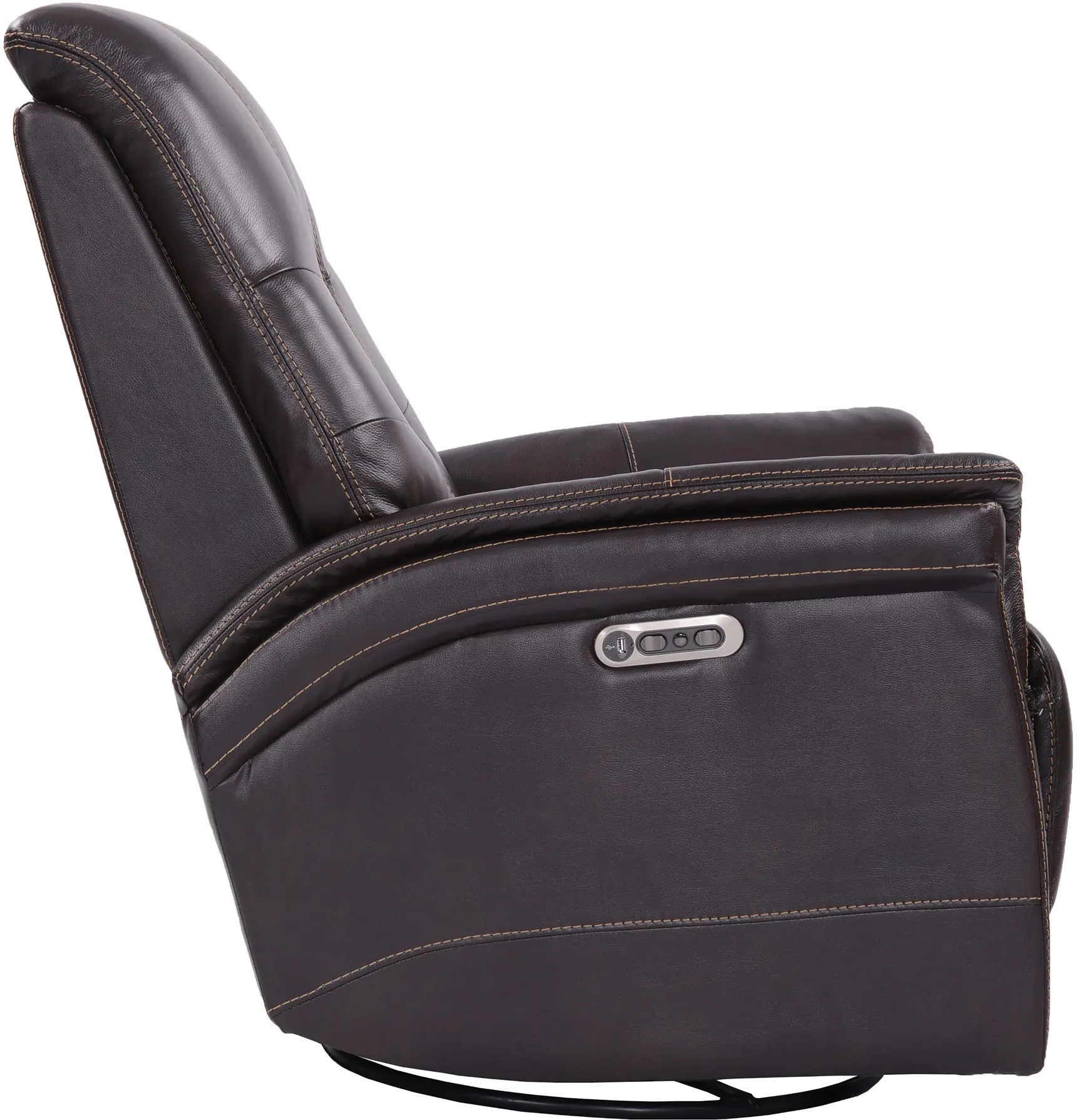 Andrew Coffee Brown Leather Power Swivel Glider Recliner-5