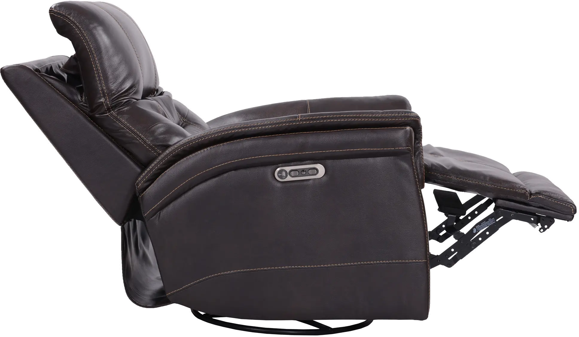 Andrew Coffee Brown Leather Power Swivel Glider Recliner-7