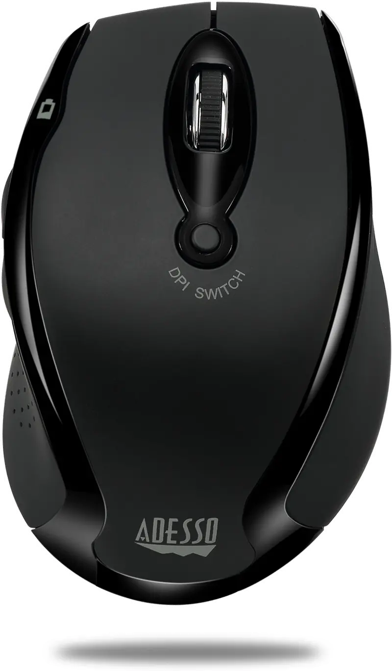Adesso Black Wireless Ergonomic Optical Mouse - iMouse M20