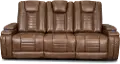 Megan Umber Brown Power Reclining Sofa with Drop Down Console