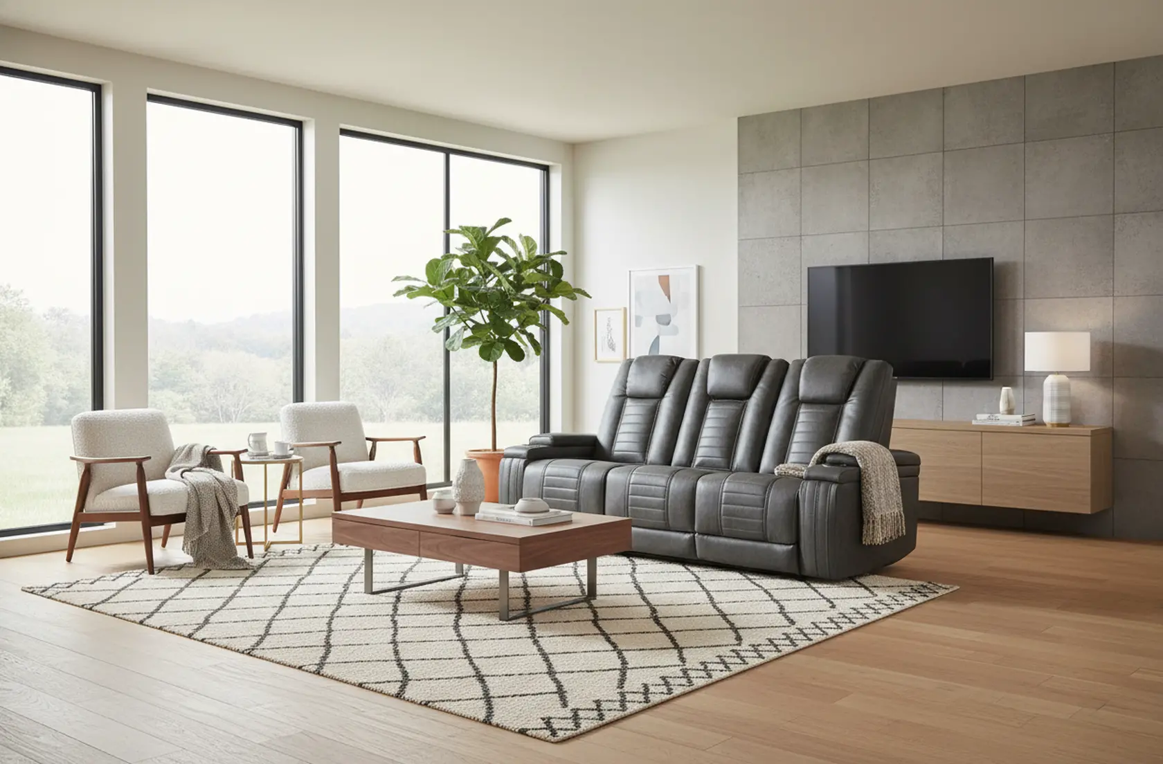Megan Tinsmith Gray Power Reclining Sofa with Drop Down Console-11