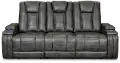 Megan Tinsmith Gray Power Reclining Sofa with Drop Down Console