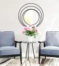 Luna Industrial Round Black Wall Mirror