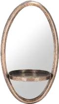 Petite Gold Oval Shaped Wall Mirror with Shelf - Ogee