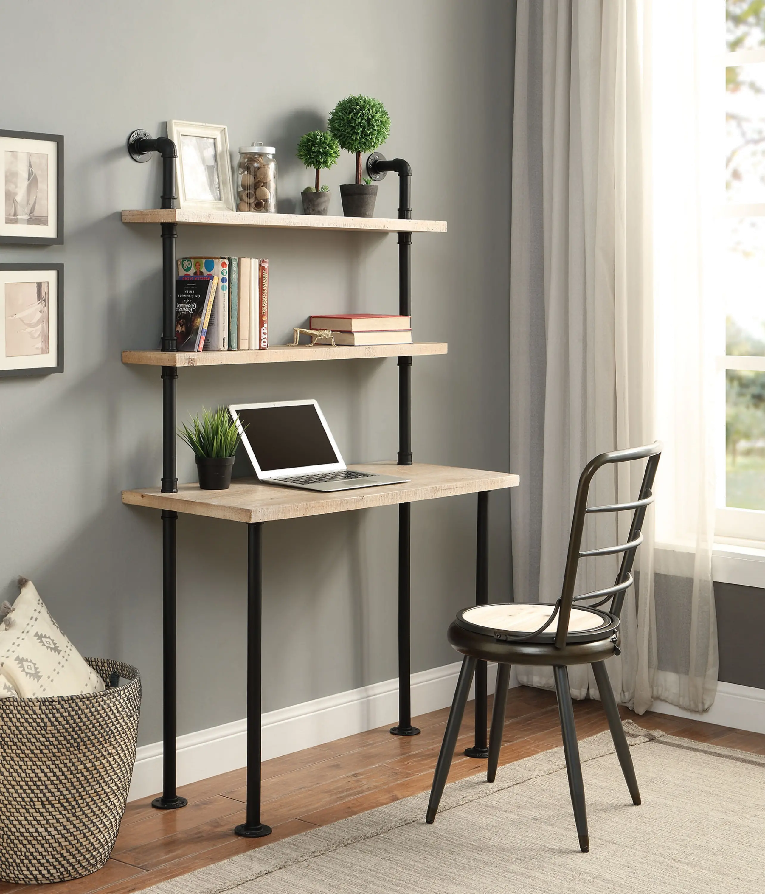 Industrial Bookcase and Desk - Philip-2