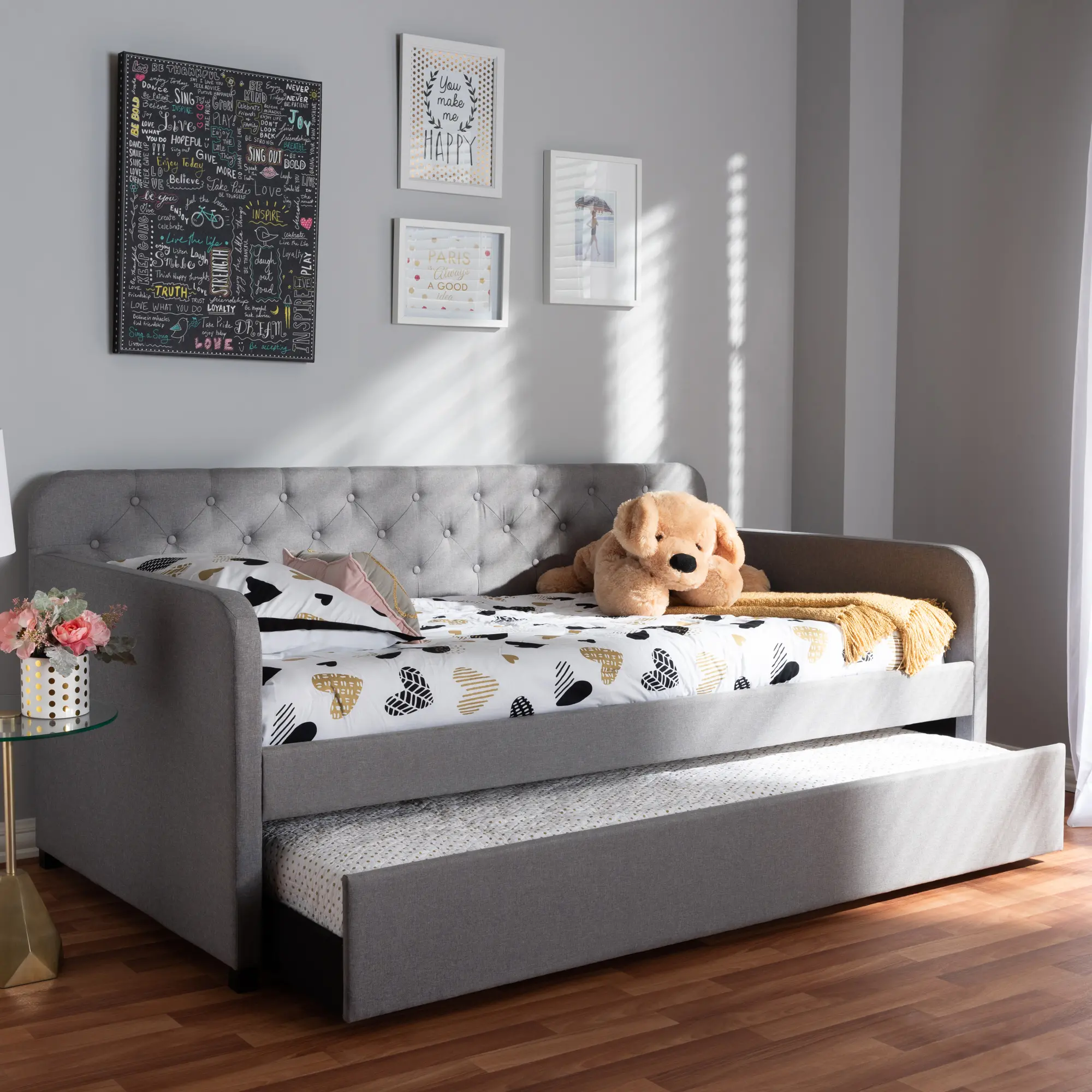 150-9014-RCW Modern Light Gray Upholstered Twin Daybed - Tahlia-1