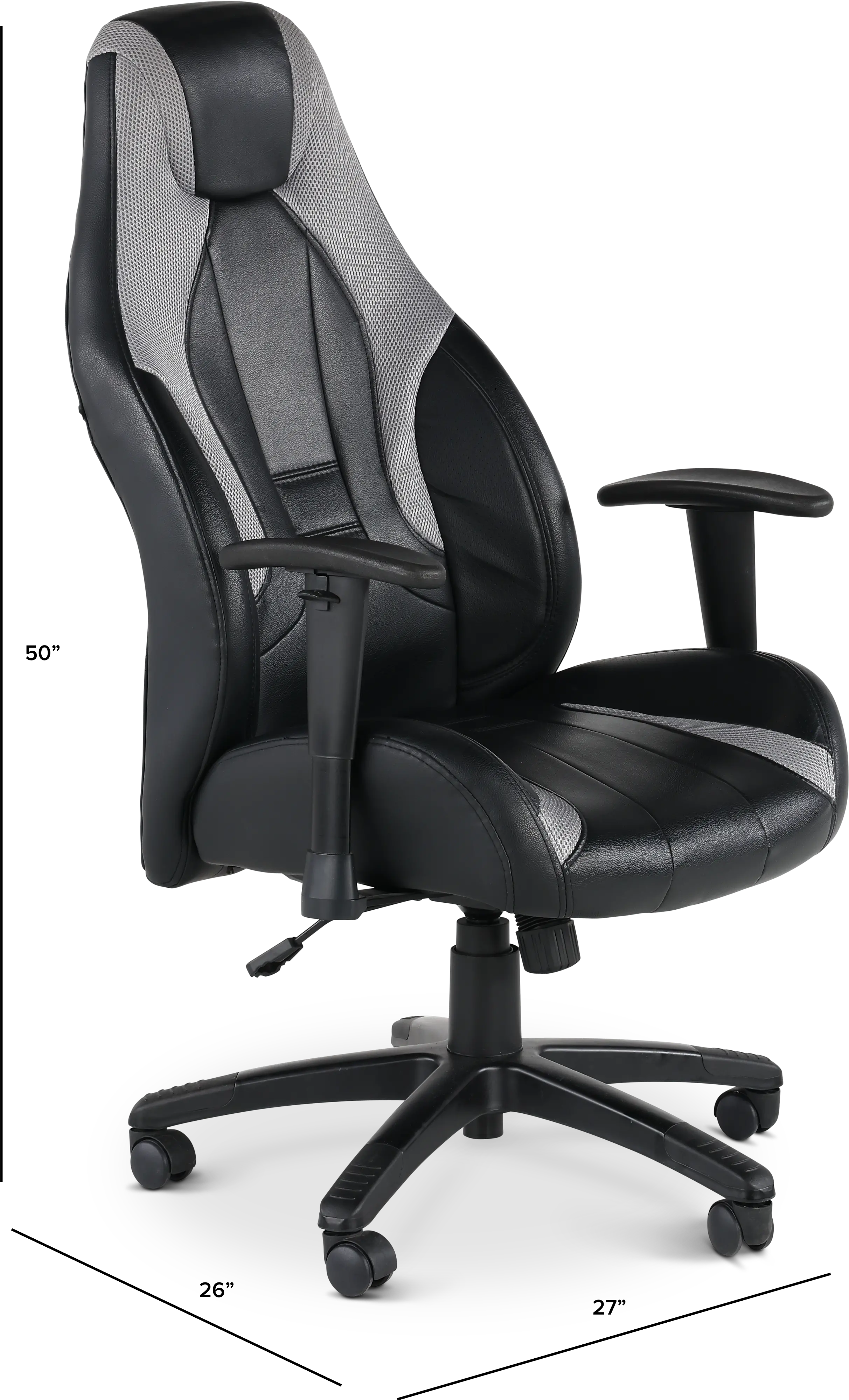 Commander Black and Silver Gaming Chair-3