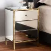 150-9055-RCW Contemporary Mirrored and Brass Nightstand - Dreda