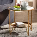 151-9067-RCW Modern Gold and Mirrored Glass Accent Table - Astra
