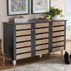152-9173-RCW Modern Two Tone Oak and Dark Gray 3 Door Shoe Storage Cabinet - Thom