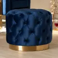 152-9376-RCW Glam Royal Blue Velvet Tufted Ottoman - Dulcie
