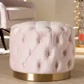 152-9378-RCW Glam Light Pink Velvet Tufted Ottoman - Dulcie