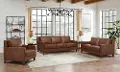 New Haven Brown Leather 3 Piece Living Room Set