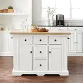 KF30025WH-NA Julia White Kitchen Island with Wood Top
