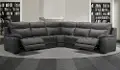 Kobe Dark Gray Leather-Match 5 Piece Power Reclining Sectional