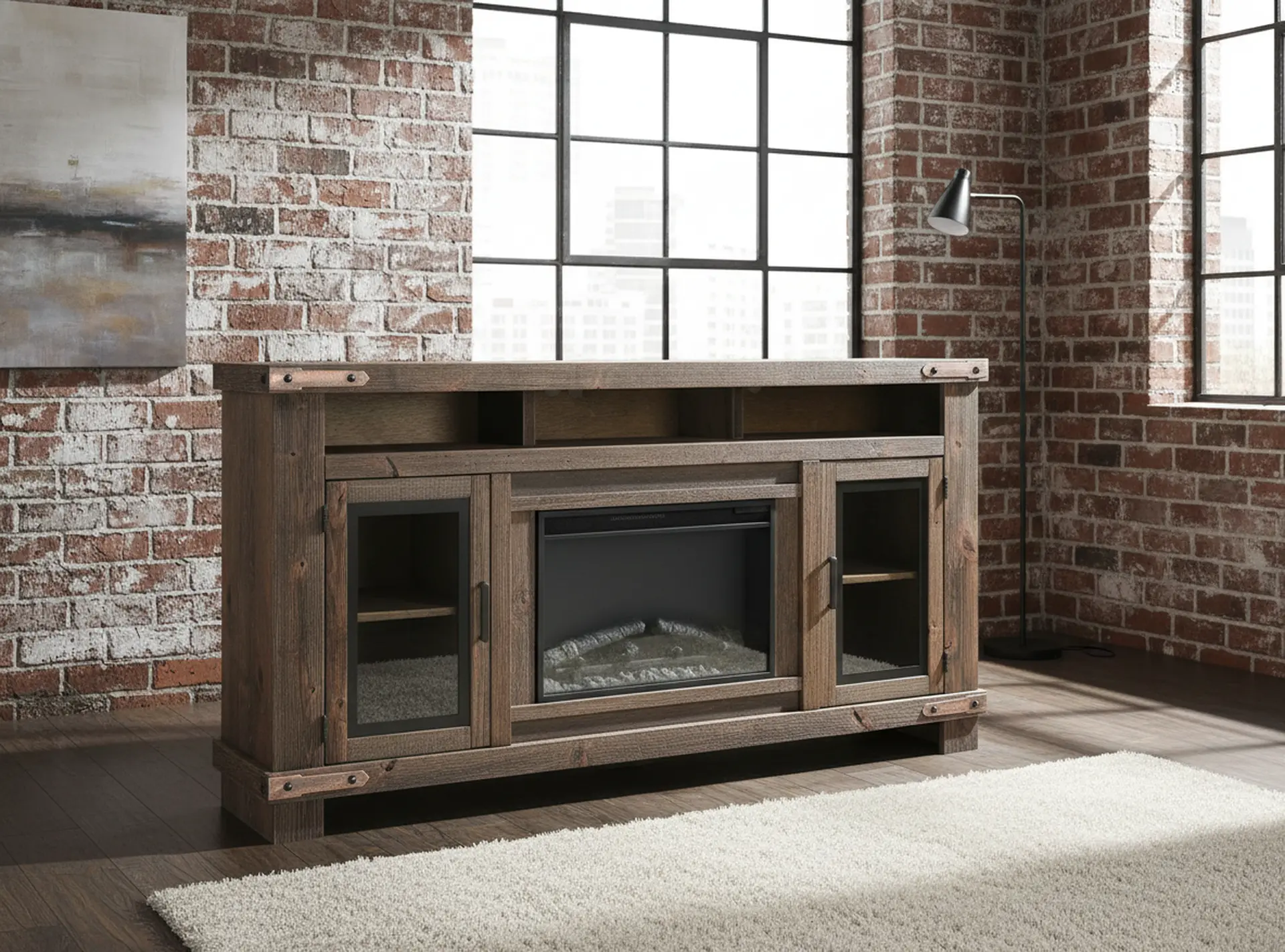 Sawyer Rustic Brown 78 Fireplace TV Stand-13