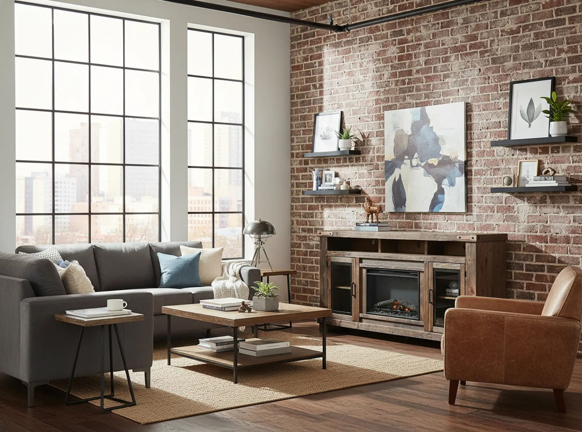 Sawyer Rustic Brown 78 Fireplace TV Stand-14