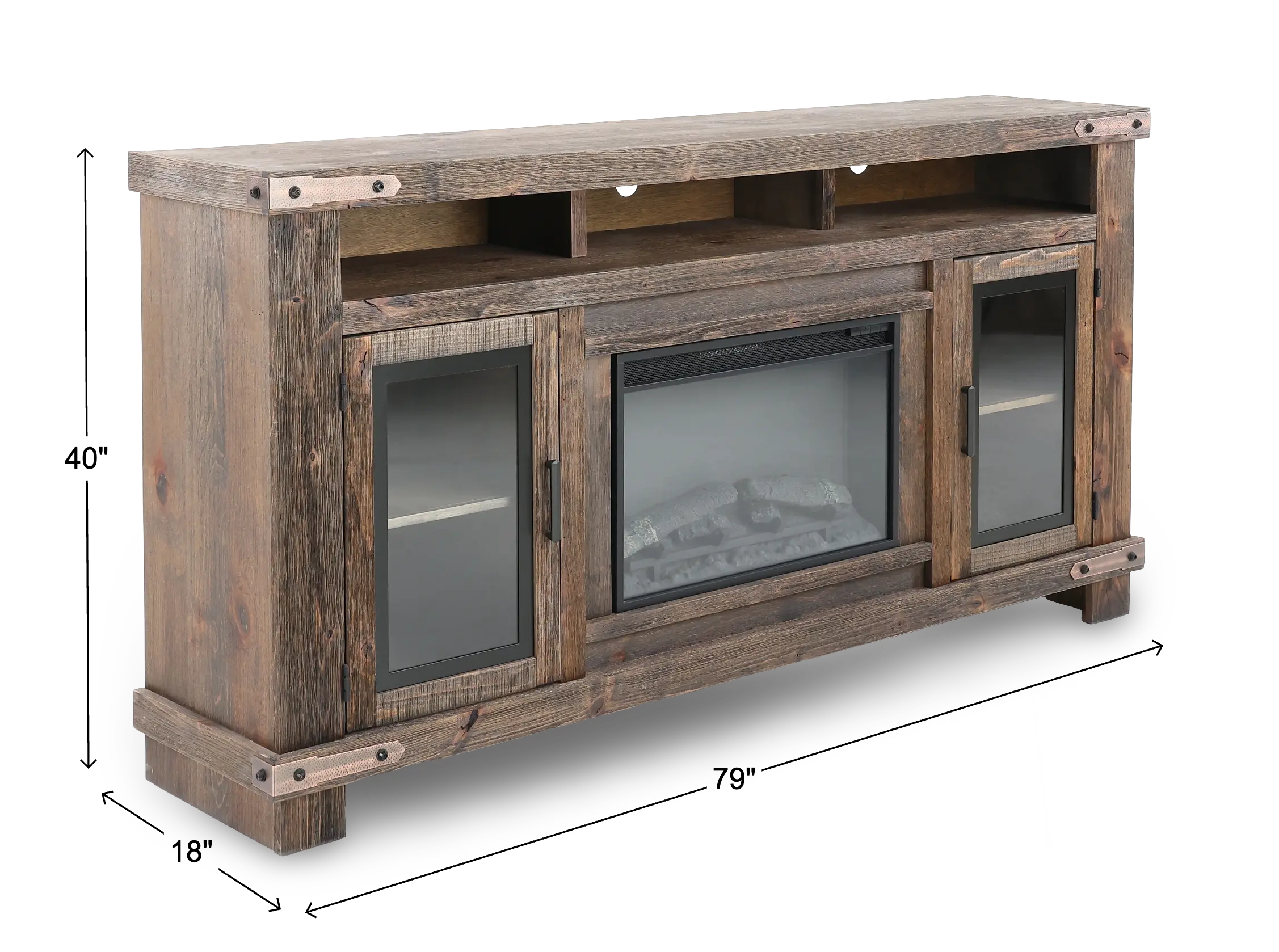 Sawyer Rustic Brown 78 Fireplace TV Stand-3