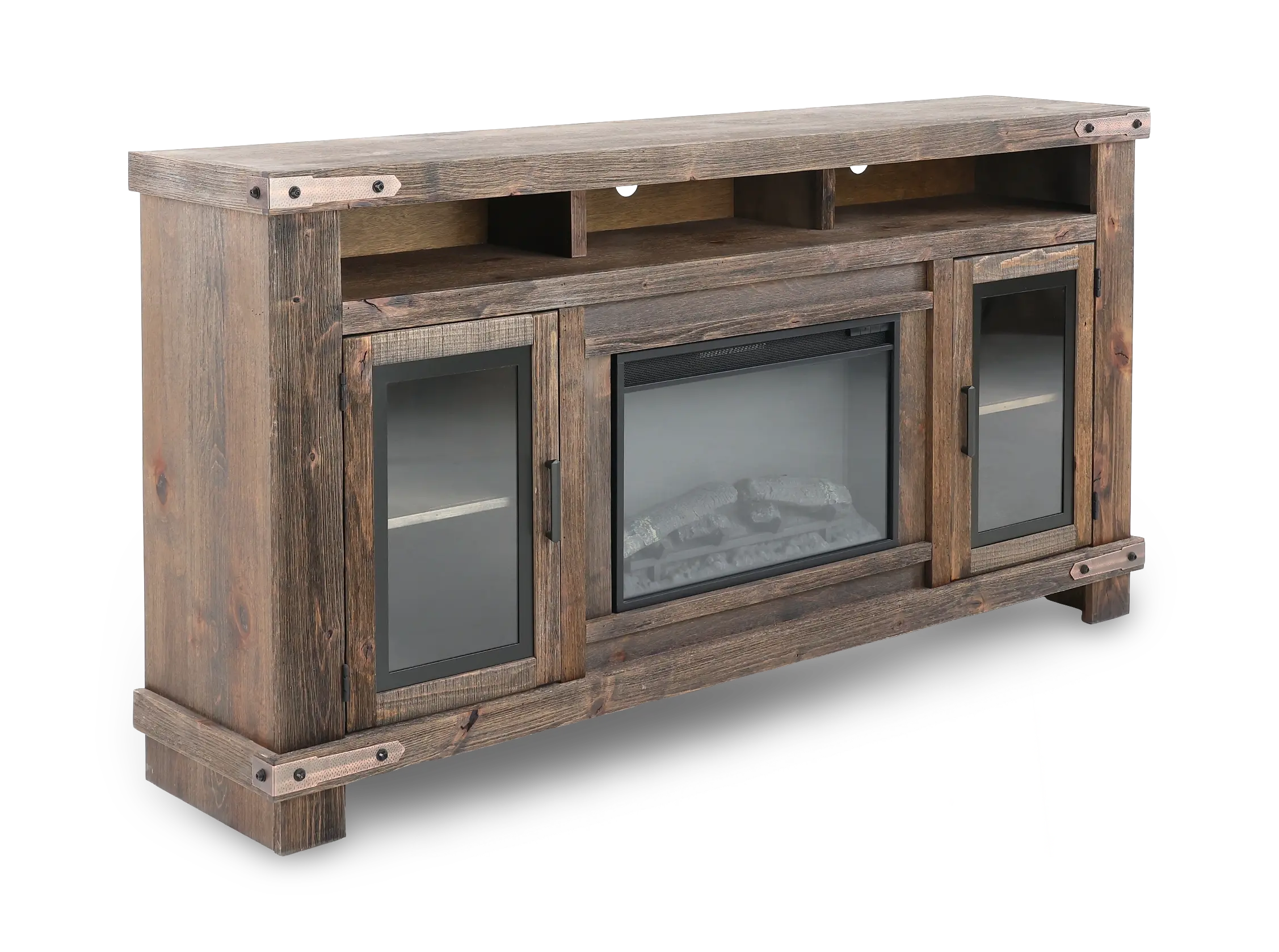 Sawyer Rustic Brown 78 Fireplace TV Stand-4