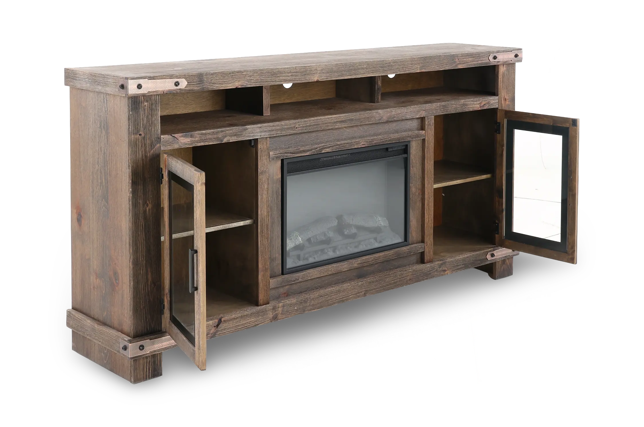 Sawyer Rustic Brown 78 Fireplace TV Stand-5