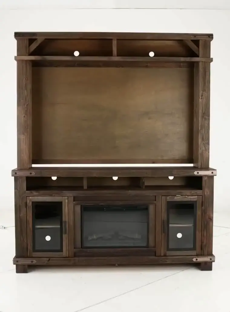 Sawyer Rustic Medium Brown Fireplace Entertainment Center-10