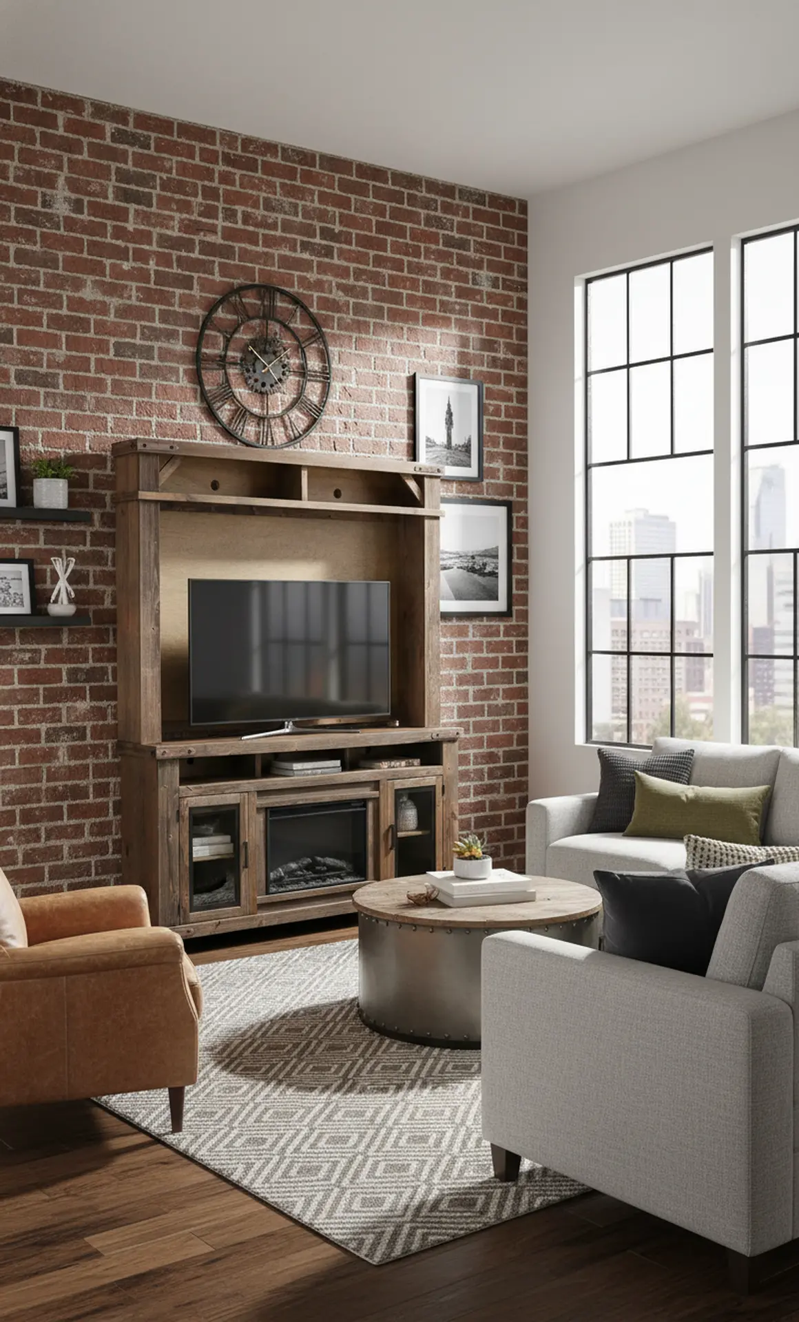 Sawyer Rustic Medium Brown Fireplace Entertainment Center-11