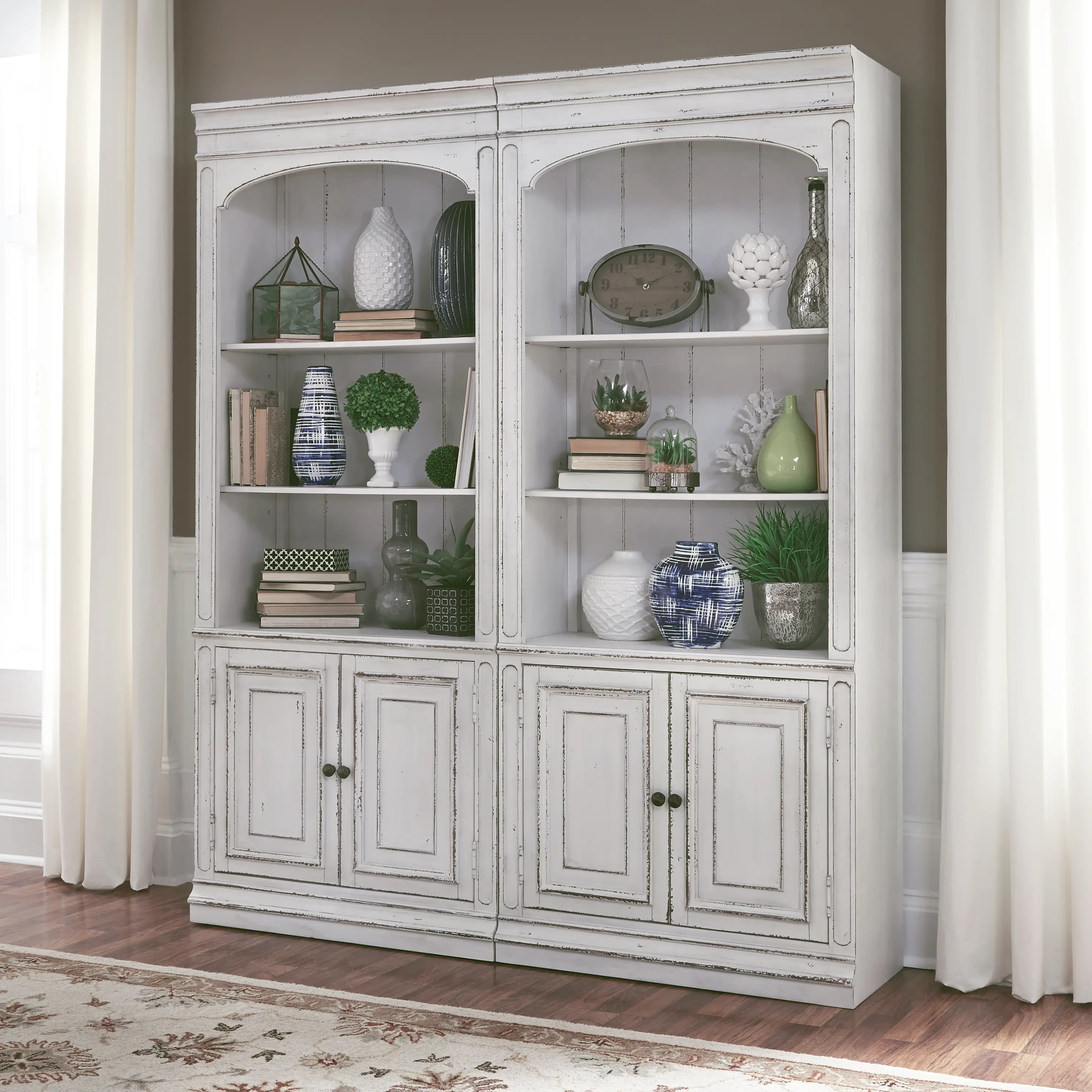 244-HO201 Magnolia Manor Antique White Bookcase-10