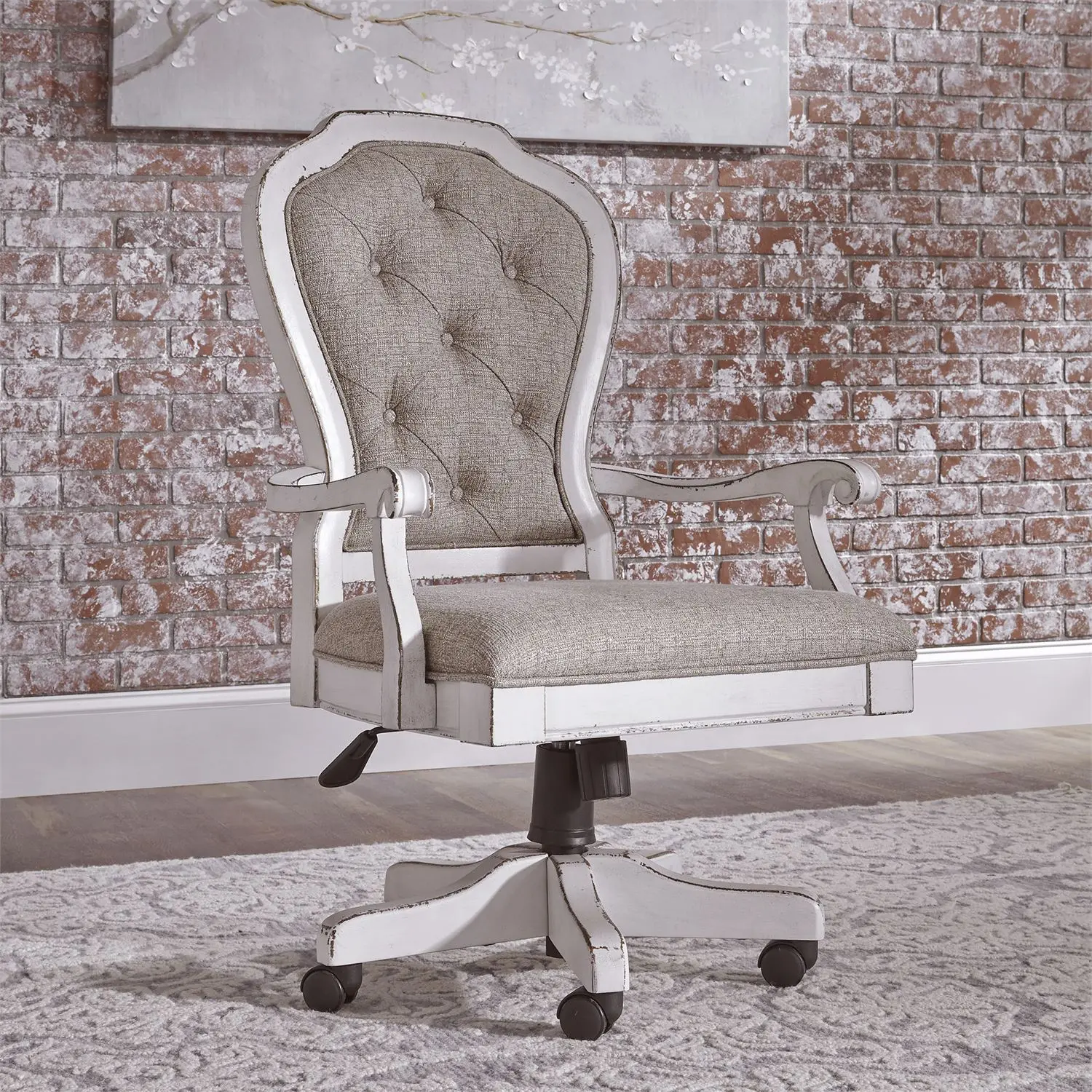 244-HO197 Magnolia Manor Antique White Desk Chair-2