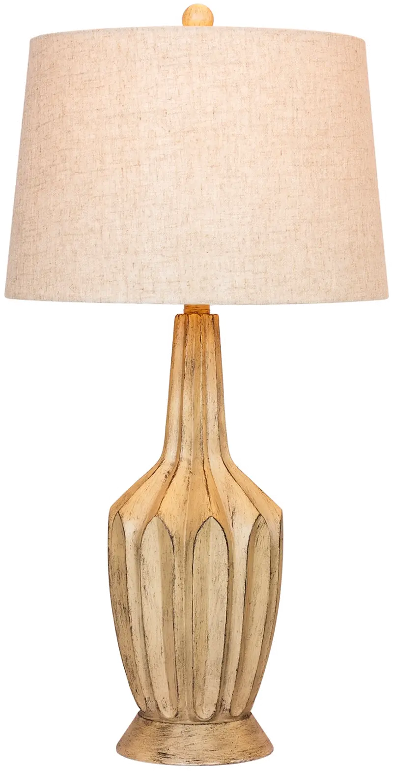 Distressed Beige Resin Table Lamp