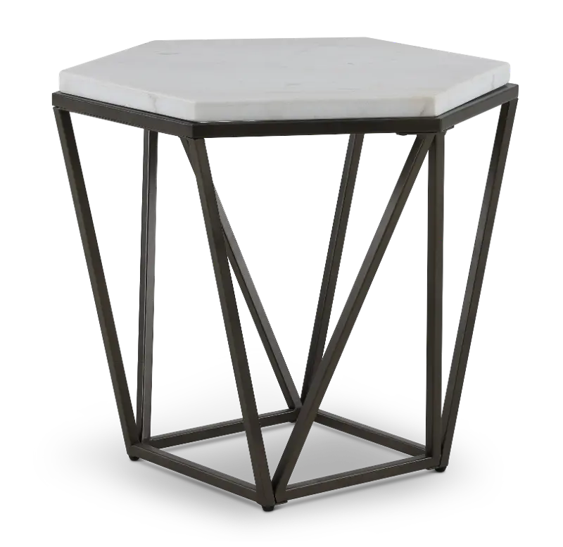 Corvus Brown and White Marble End Table