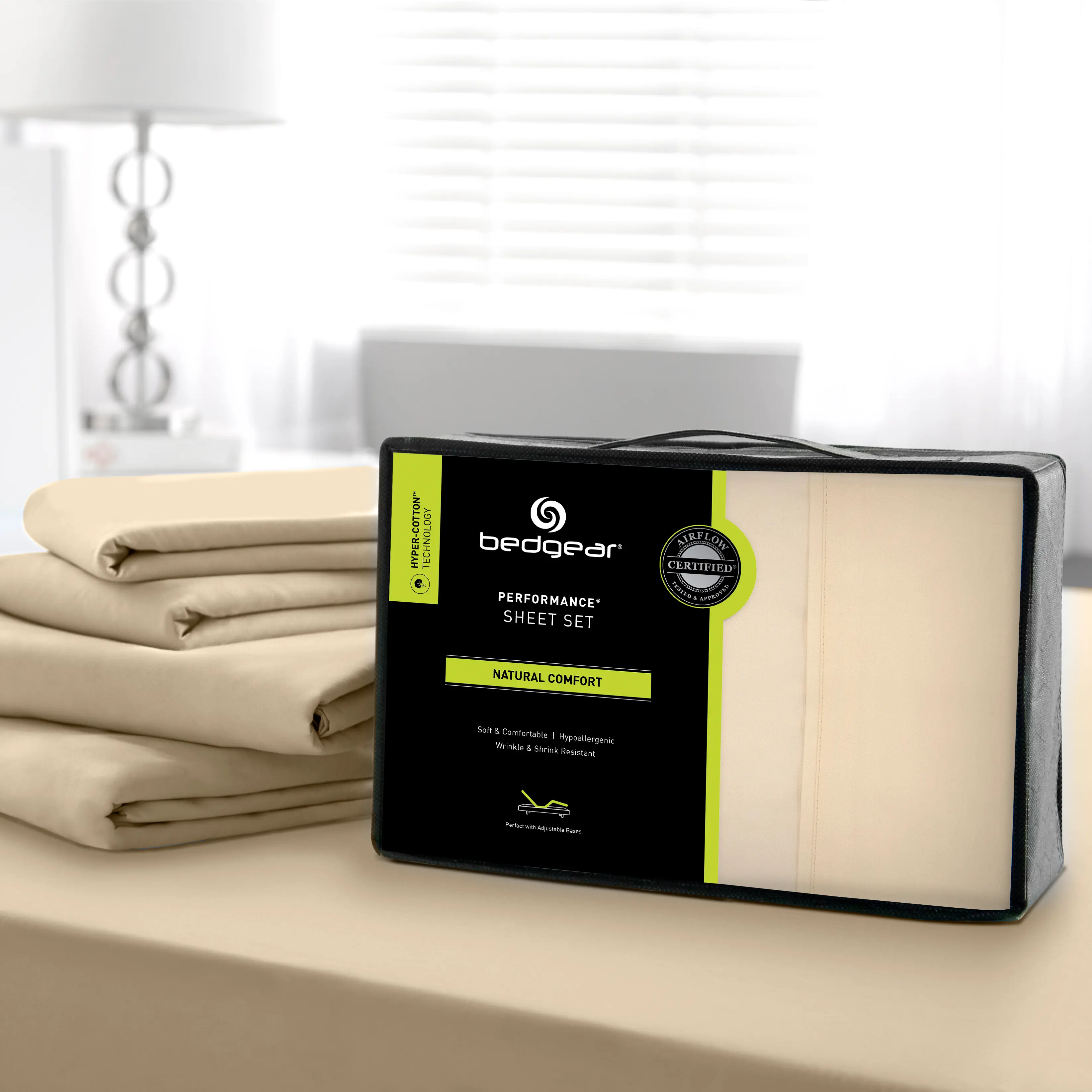 BGS21ACFT BedGear Champagne Hyper Cotton Twin Bed Sheets-6