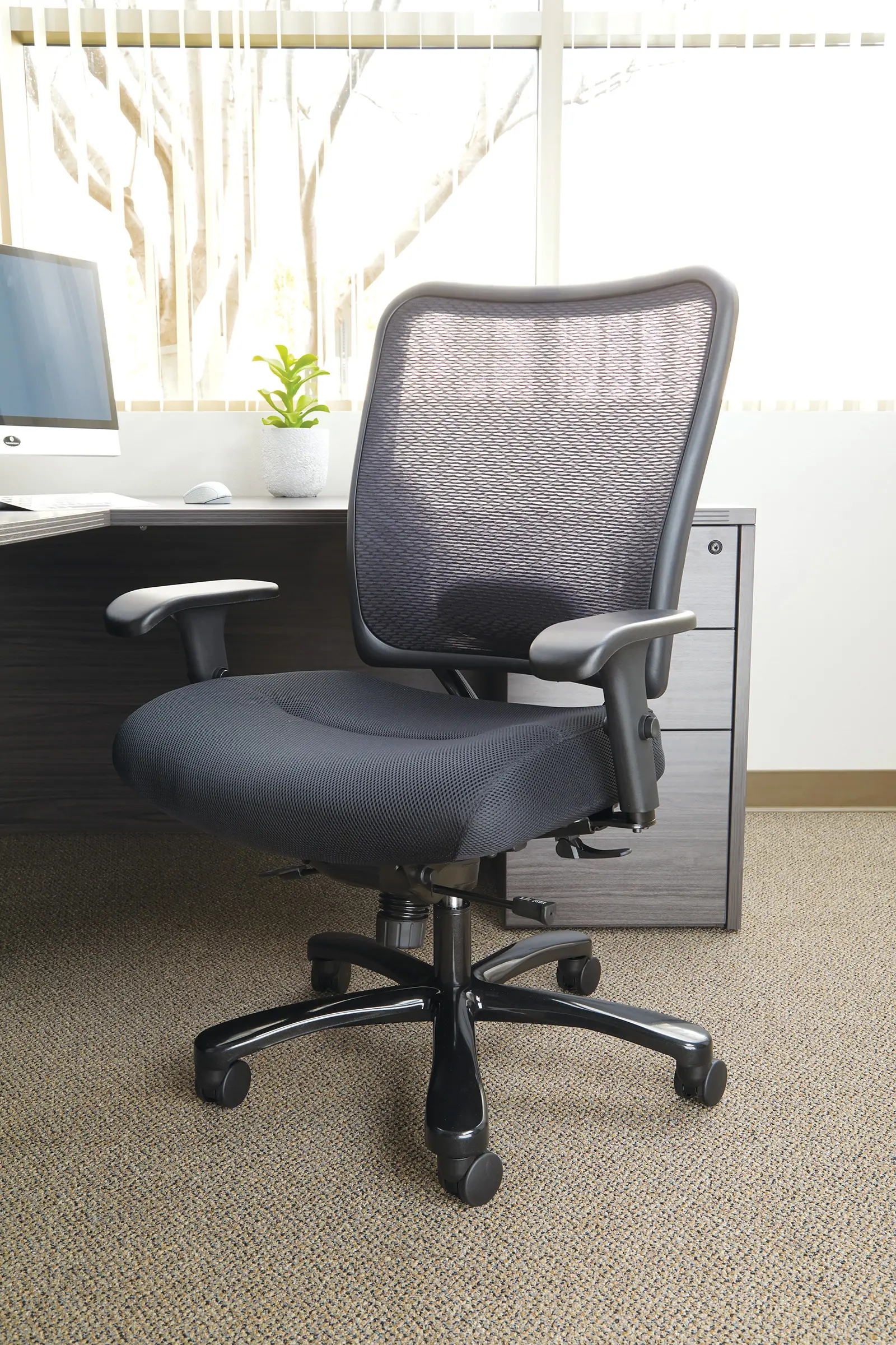 Double Air Grid Black Big and Tall Back Office Chair-2