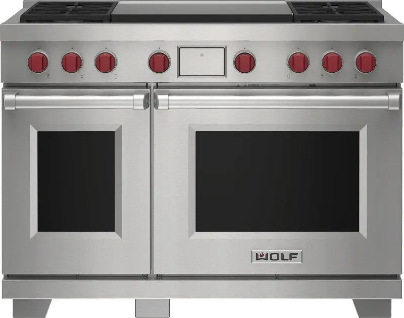 Wolf 7.8 cu ft Dual-Fuel Range with Double Oven - Stainless Steel 48 Inch