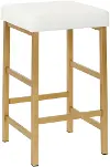 Metro White and Gold 26 Backless Stool