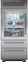 PRO3650G/LH Sub-Zero 36 Inch Professional Bottom Freezer Refrigerator With Glass Door - Left Hinge