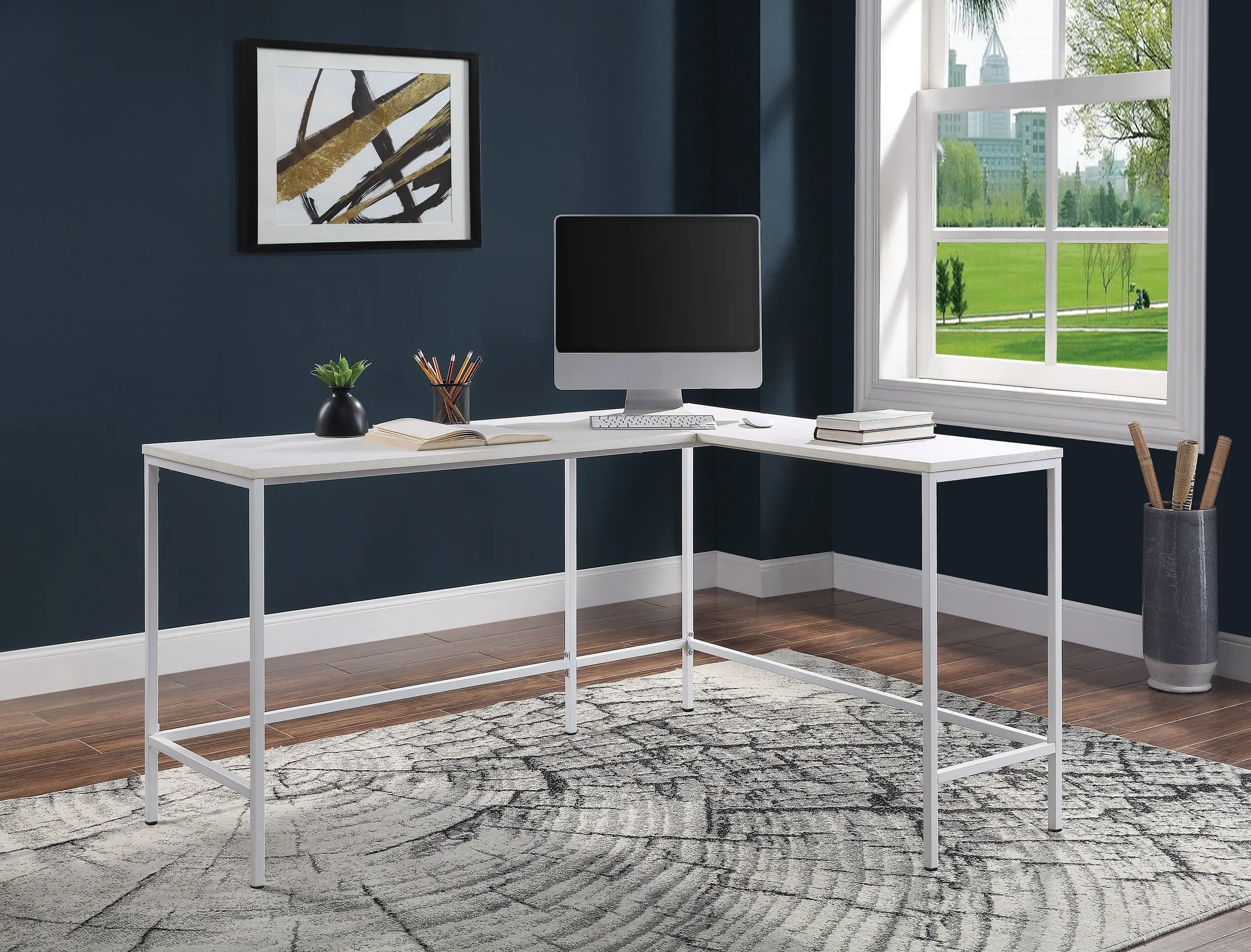 Contempo White Oak L-Shaped Desk-1