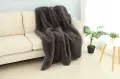 Chinchilla Charcoal Gray Faux Fur Throw Blanket