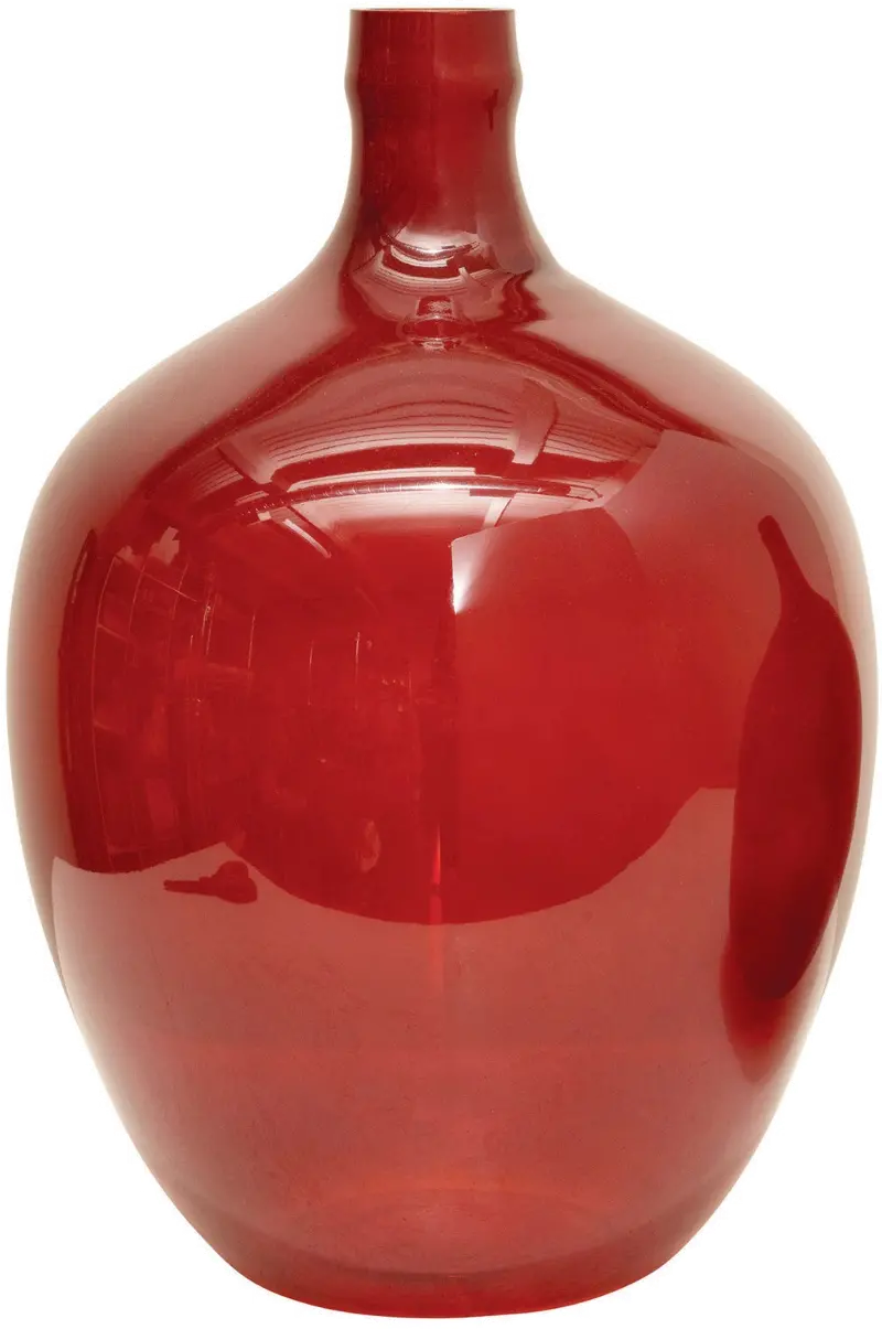 15 Inch Red Glass Bottle