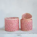XM7594-S/3-MED 10 Inch Red and Natural Hand Woven Bamboo Basket