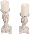 8 Resin White Wash Pillar Candle Holder