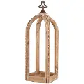 22 Inch Brown and Gold Lantern with Finial Topper