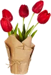 10 Inch Faux Real Touch Red Potted Tulips Arrangement