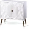 Satin White Two Door Cabinet with Fluted Drawer Panels