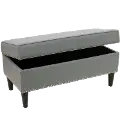 948NB-PWLNNGR Cara Gray Nail Button Storage Bench