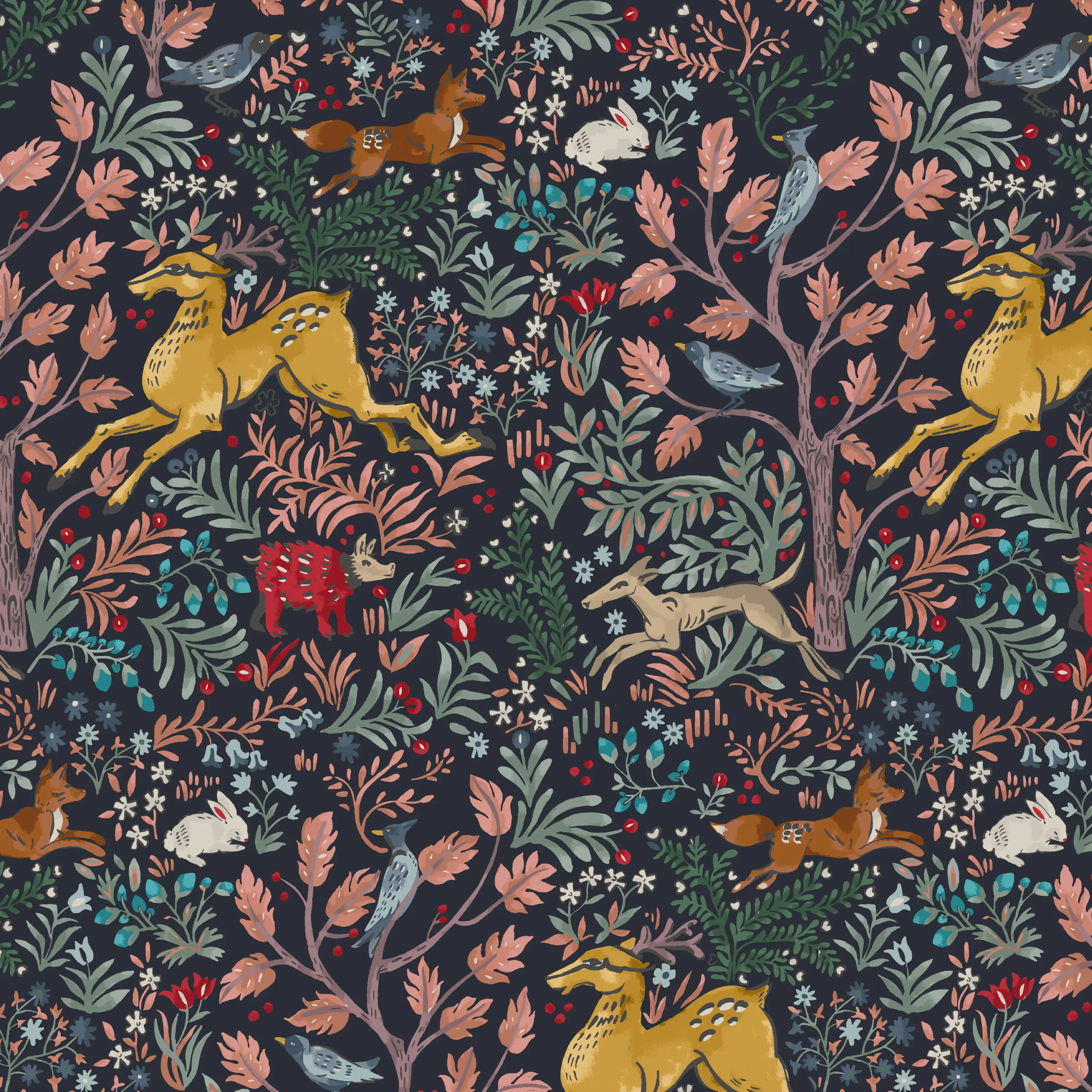 63-6FRLNVOGA Drew Navy Woodland Dining Chair - Skyline Furniture-6