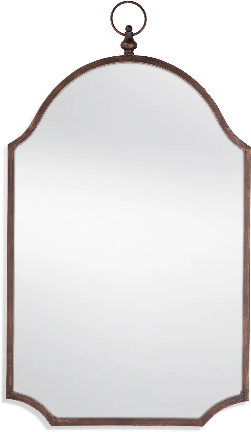 Antique Bronze Wall Mirror with Pendant Top and Scalloped Corners