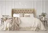 413KLNNSND Jaclyn Tan Sloped Wingback King Headboard - Skyline Furniture