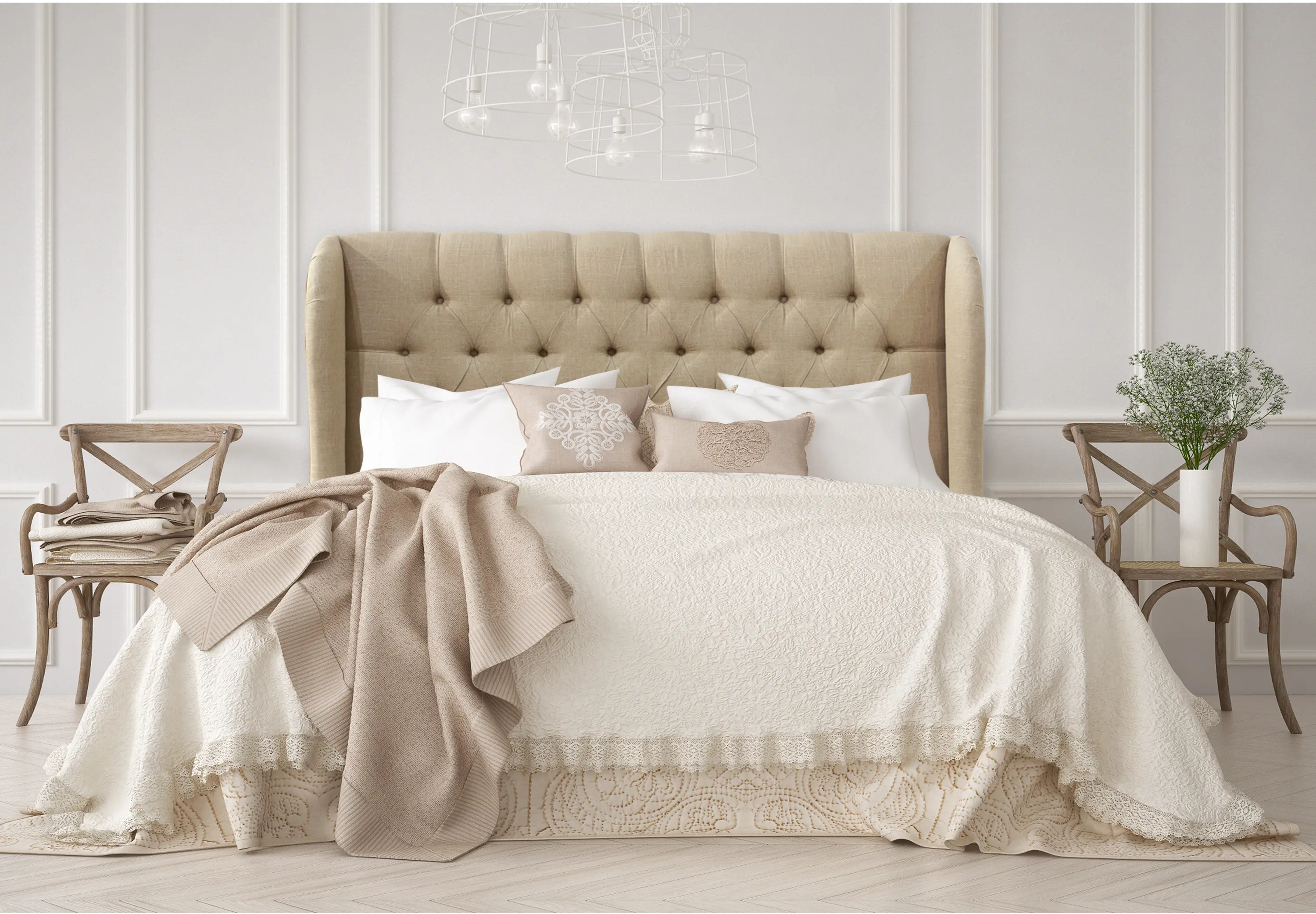 411FLNNSND Jaclyn Tan Sloped Wingback Full Headboard - Skyline Furniture-2