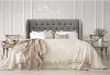 414CLNNGR Jaclyn Gray Sloped Wingback California King Headboard - Skyline Furniture